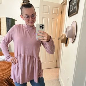Pink long sleeve turtleneck